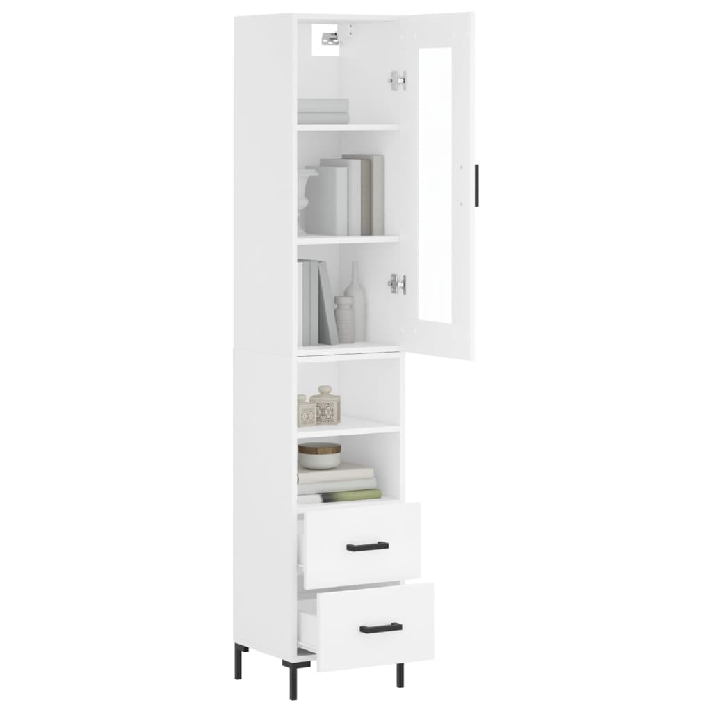 vidaXL Buffet haut Blanc 34,5x34x180 cm Bois d'ingénierie