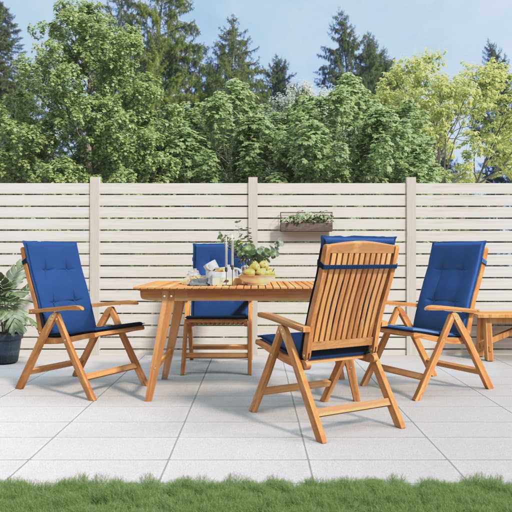 vidaXL Chaises de jardin inclinables lot de 4 et coussins bois teck