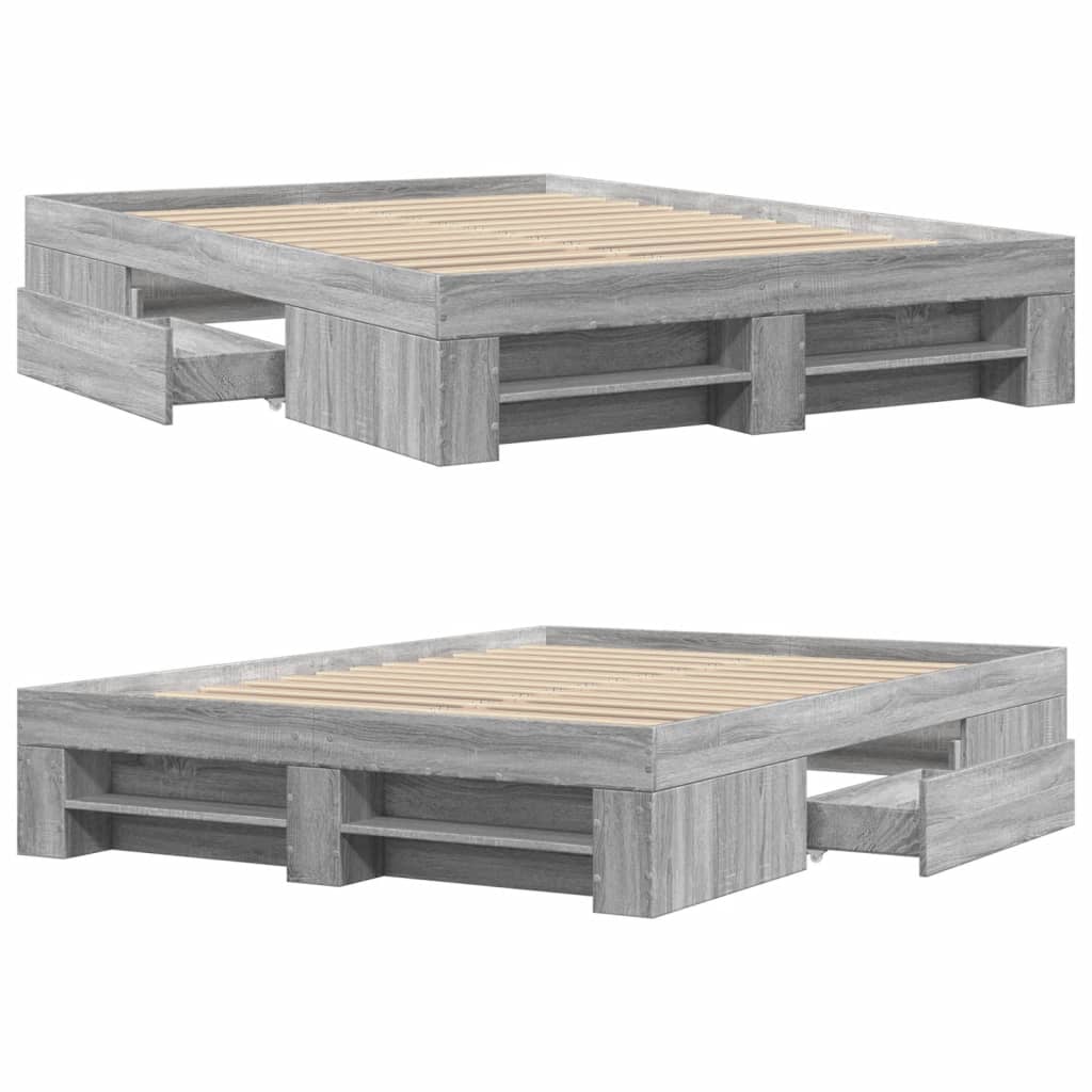 vidaXL Cadre de lit sans matelas sonoma gris 140x200 cm