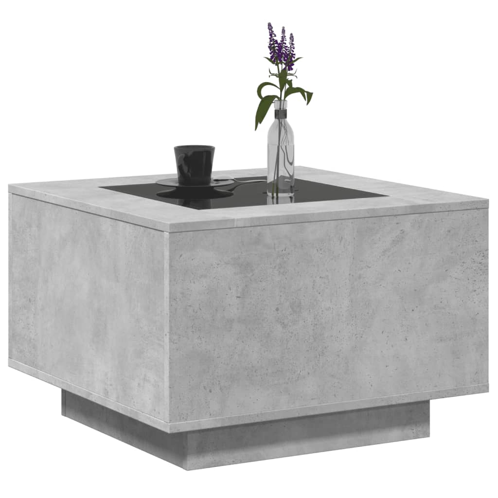 vidaXL Table basse avec LED gris béton 60x60x40 cm bois d'ingénierie