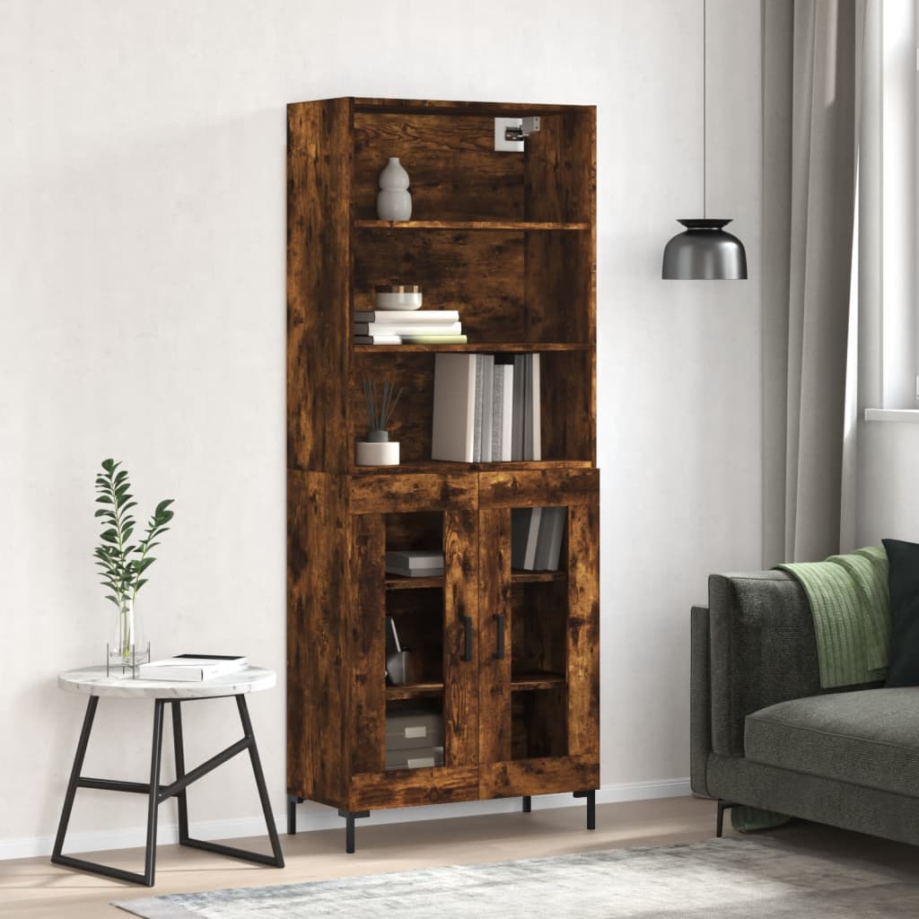 vidaXL Buffet haut Chêne fumé 69,5x34x180 cm Bois d'ingénierie