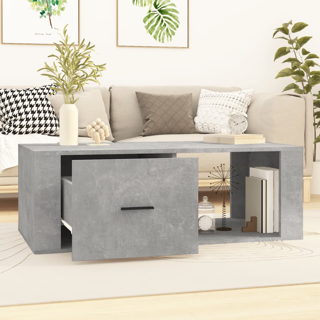 vidaXL Table basse Gris béton 100x50,5x35 cm Bois d'ingénierie