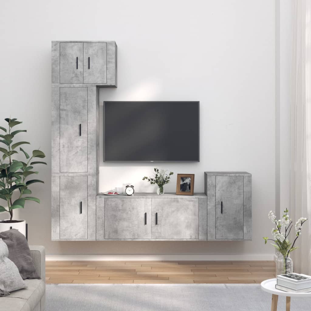 vidaXL Ensemble de meubles TV 5 pcs Gris béton Bois d'ingénierie