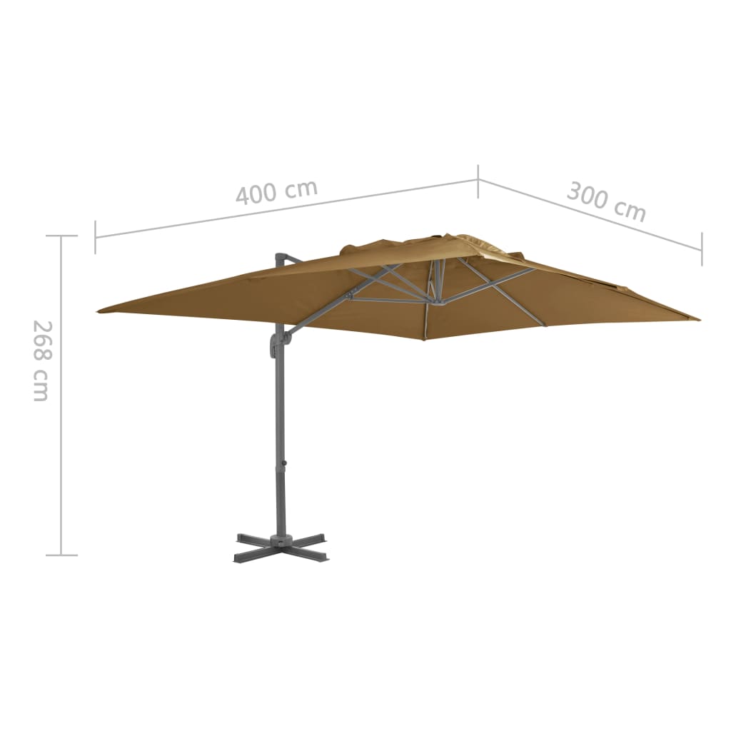 vidaXL Parasol de jardin avec base portable taupe