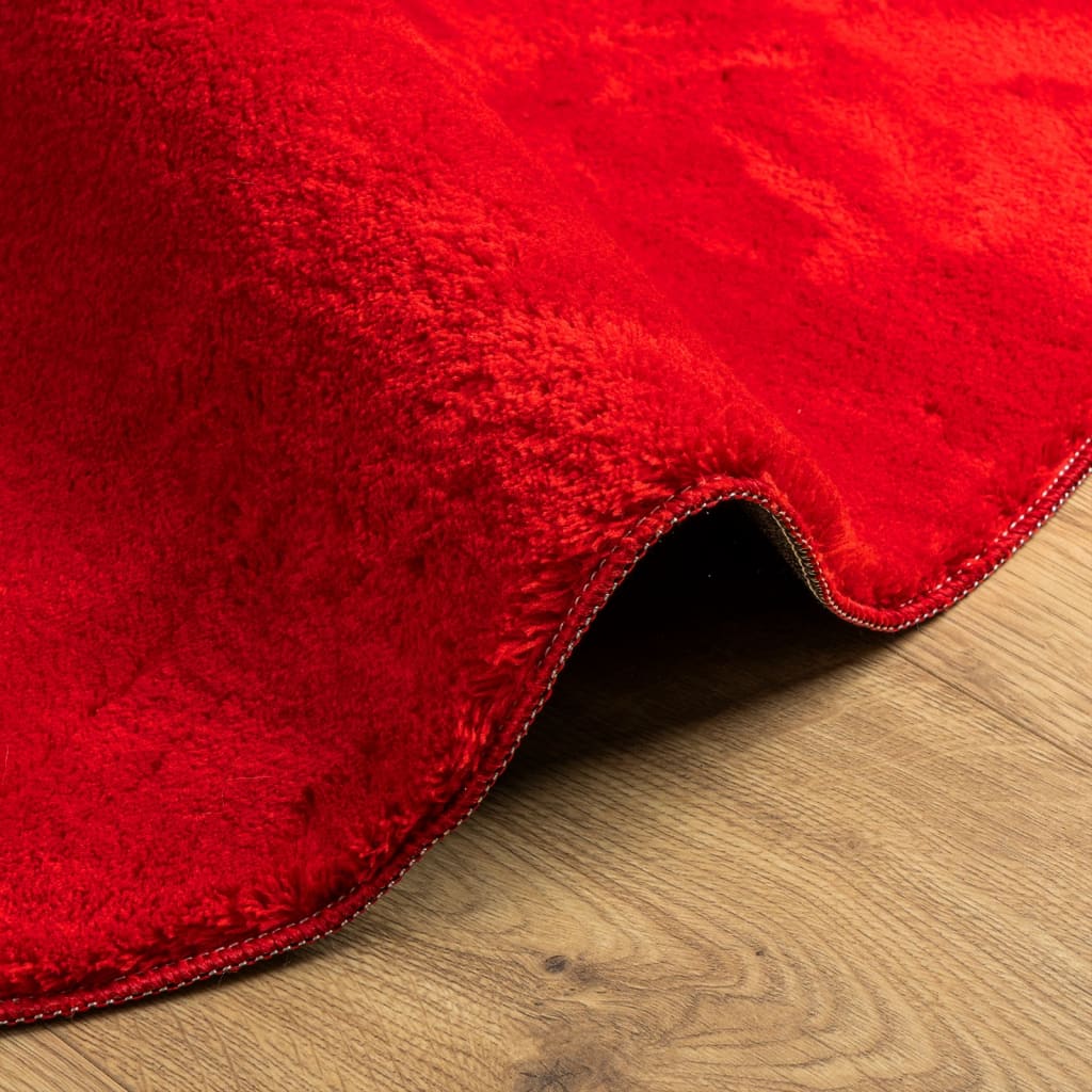 vidaXL Tapis HUARTE à poils courts doux et lavable rouge Ø 160 cm