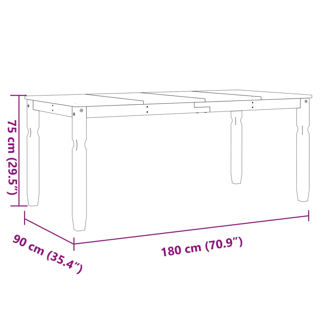 vidaXL Table à manger Corona blanc 180x90x75 cm bois massif de pin