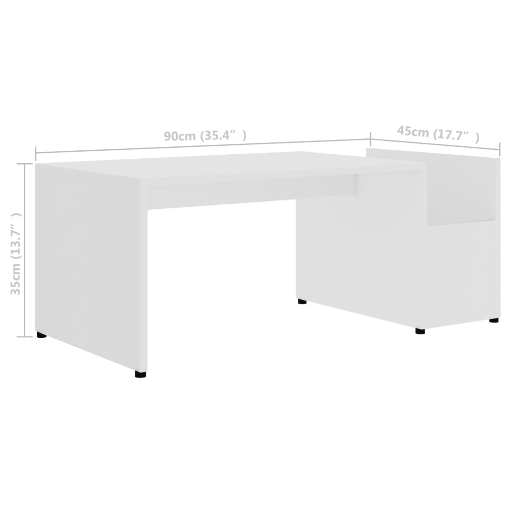 vidaXL Table basse Blanc 90x45x35 cm bois d’ingénierie