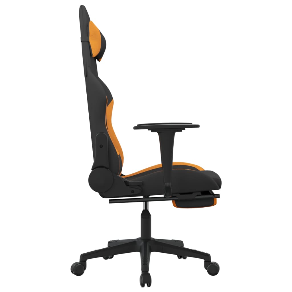 vidaXL Chaise de jeu de massage avec repose-pied Noir et orange Tissu