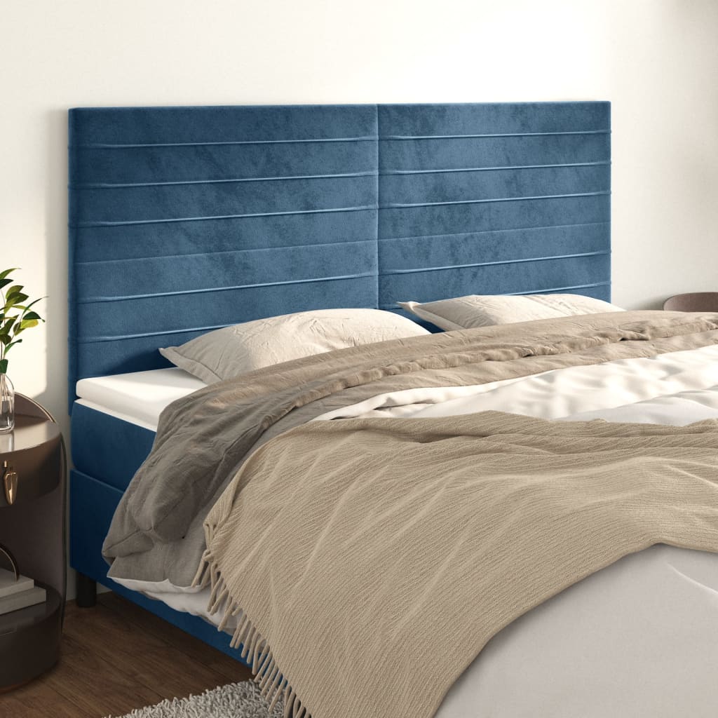 vidaXL Têtes de lit 4 pcs Bleu foncé 90x5x78/88 cm Velours