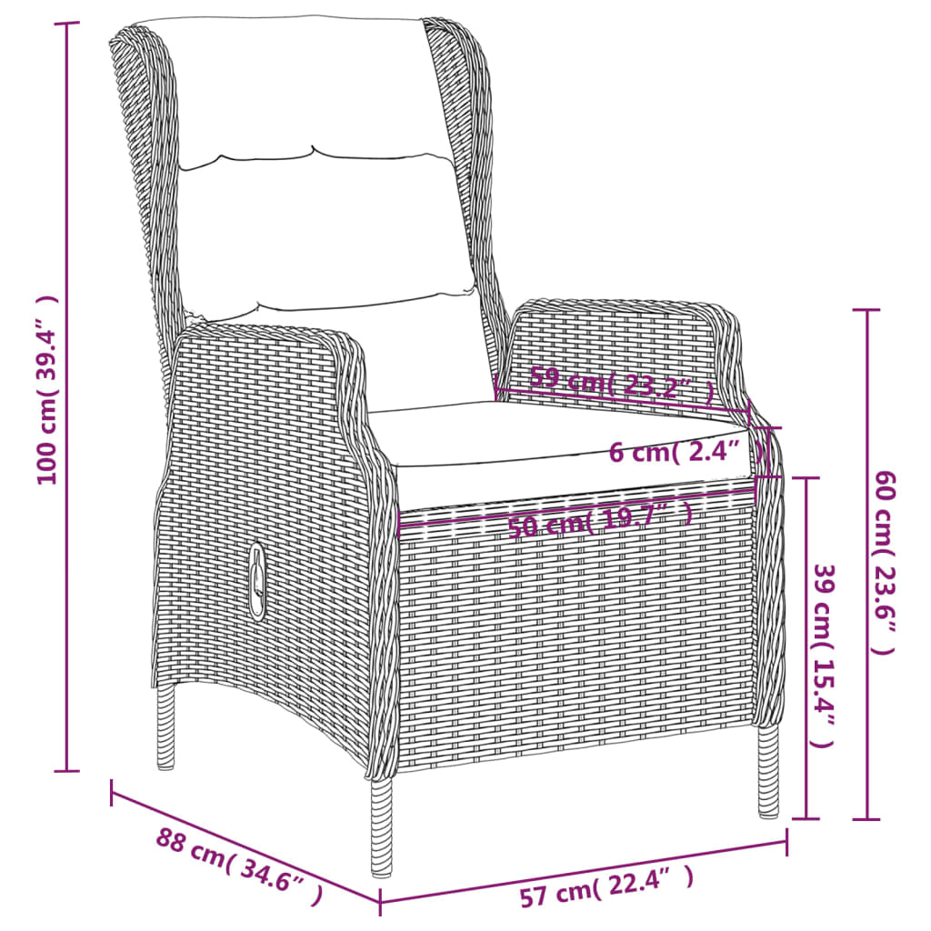 vidaXL Ensemble à manger de jardin 9 pcs Gris foncé