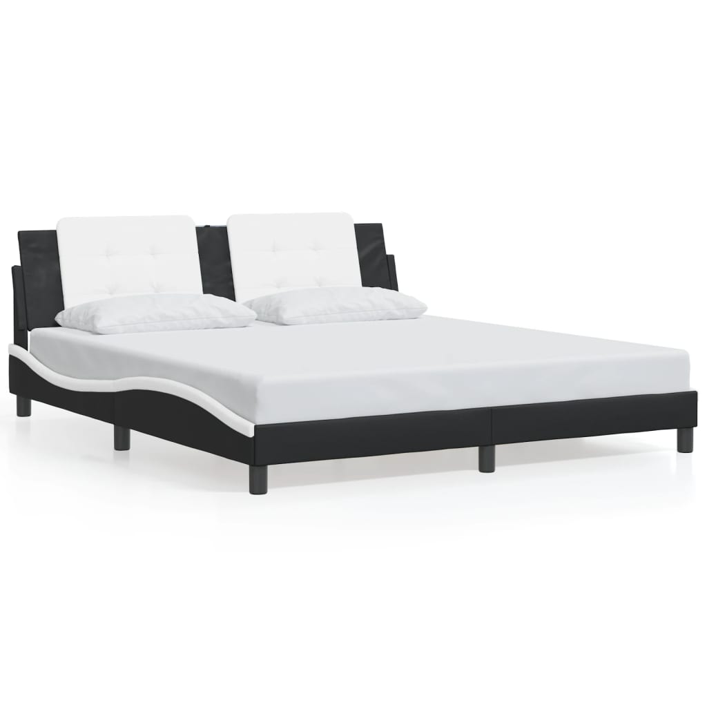 vidaXL Cadre de lit avec LED sans matelas noir et blanc 180x200 cm