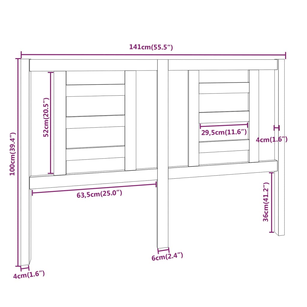 vidaXL Tête de lit 141x4x100 cm Bois massif de pin