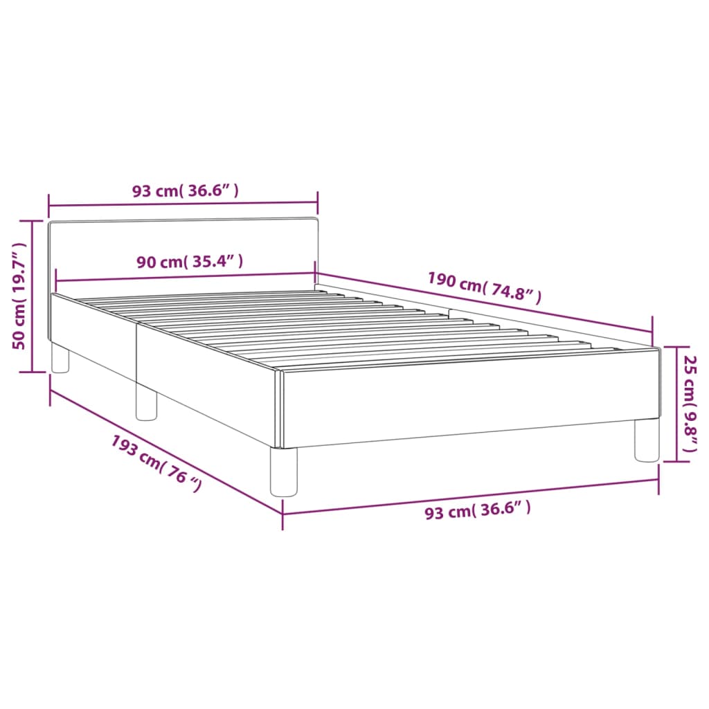 vidaXL Cadre de lit sans matelas marron foncé 90x190 cm tissu