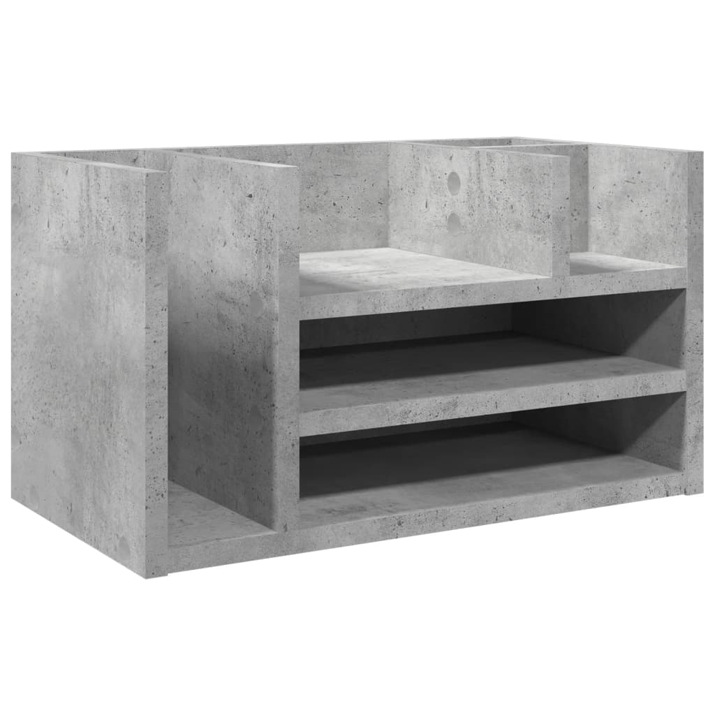 vidaXL Organisateur de bureau gris béton 44,5x24x25 cm bois ingénierie