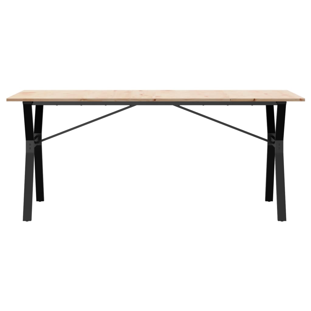 vidaXL Table à manger cadre en Y 180x90x75 cm bois de pin massif fonte