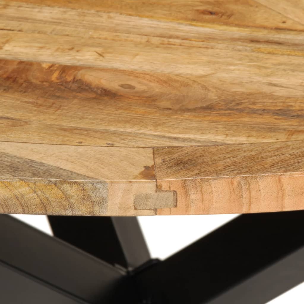 vidaXL Table à manger Ø110x75 cm bois massif de manguier brut