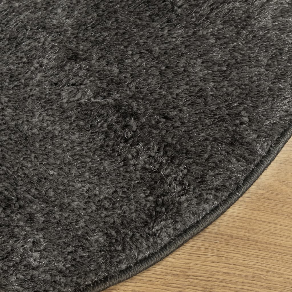 vidaXL Tapis ISTAN à poils longs aspect brillant anthracite Ø 100 cm