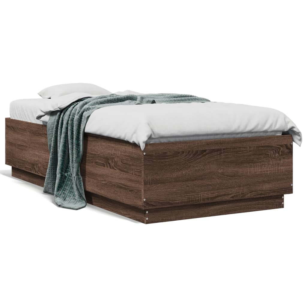 vidaXL Cadre de lit chêne marron 90x190 cm bois d'ingénierie