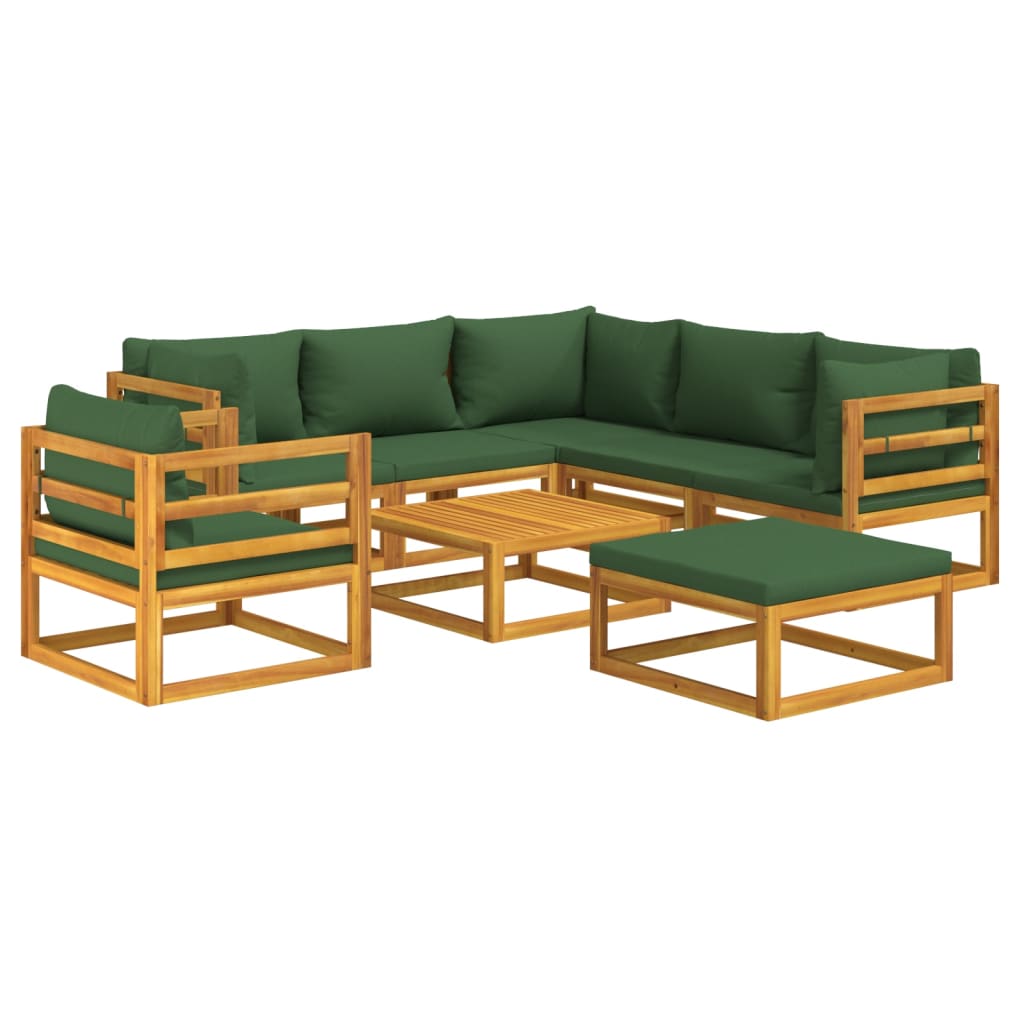 vidaXL Salon de jardin 8 pcs avec coussins vert bois massif