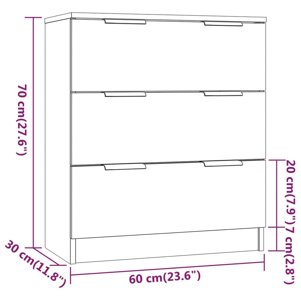 vidaXL Buffets 3 pcs Blanc Bois d'ingénierie