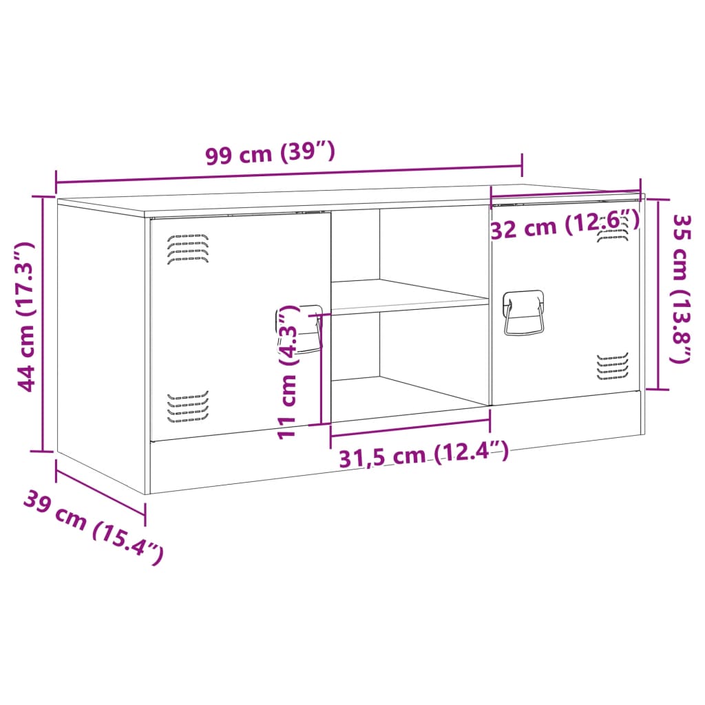 vidaXL Meuble TV jaune moutarde 99x39x44 cm acier