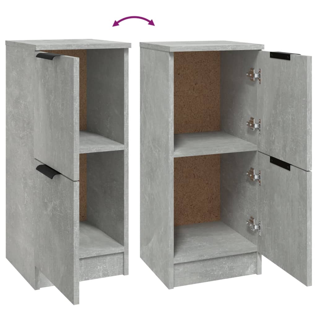 vidaXL Buffets 2 pcs Gris béton 30x30x70 cm Bois d'ingénierie