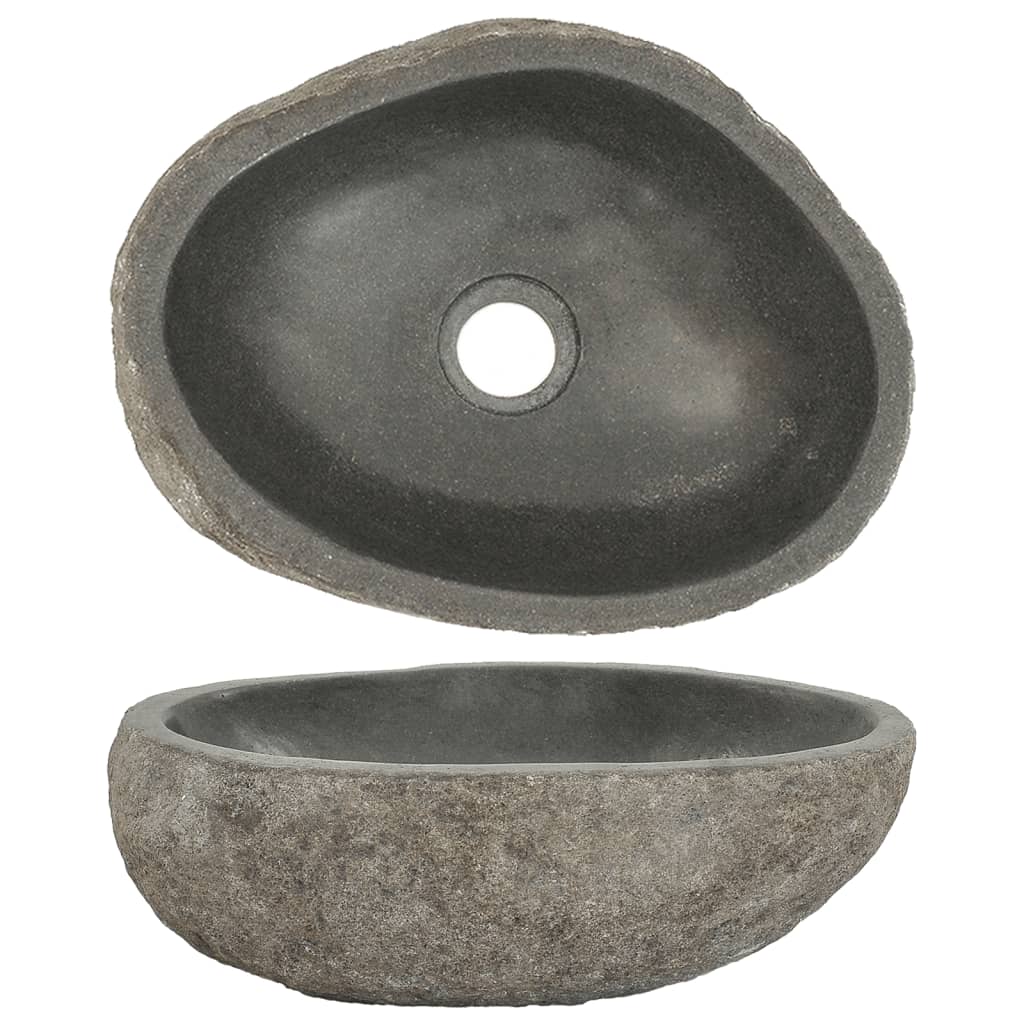 vidaXL Lavabo en pierre de rivière ovale (29-38)x(24-31) cm