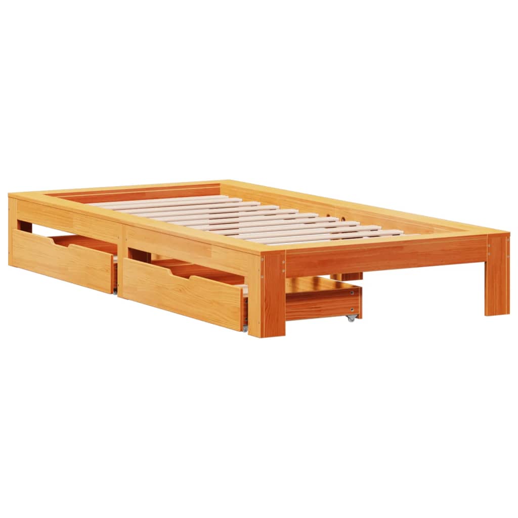 vidaXL Cadre de lit sans matelas cire marron 75x190 cm bois pin massif