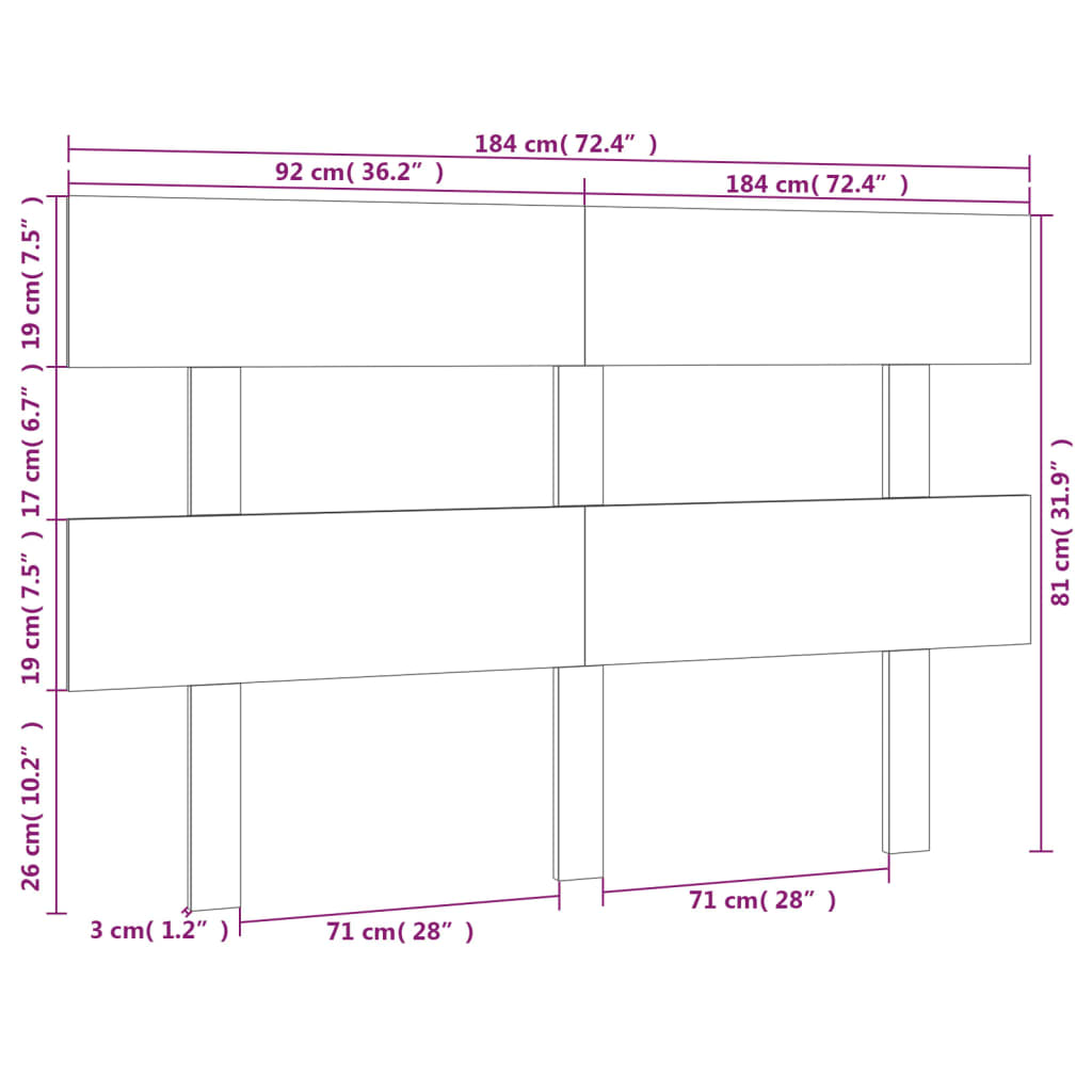 vidaXL Tête de lit Blanc 184x3x81 cm Bois massif de pin