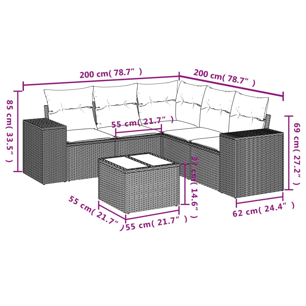 vidaXL Salon de jardin 6 pcs avec coussins gris clair résine tressée