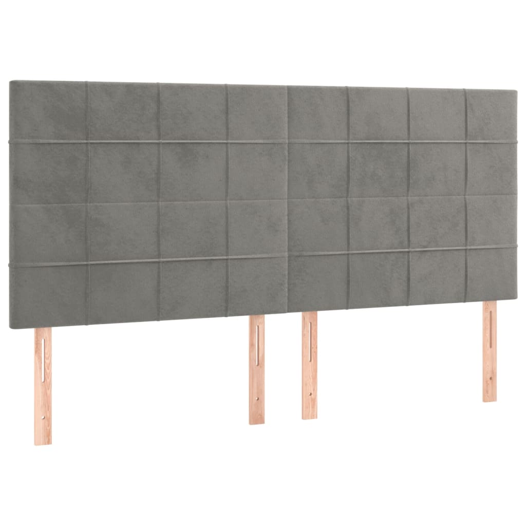 vidaXL Tête de lit à LED Gris clair 180x5x118/128 cm Velours