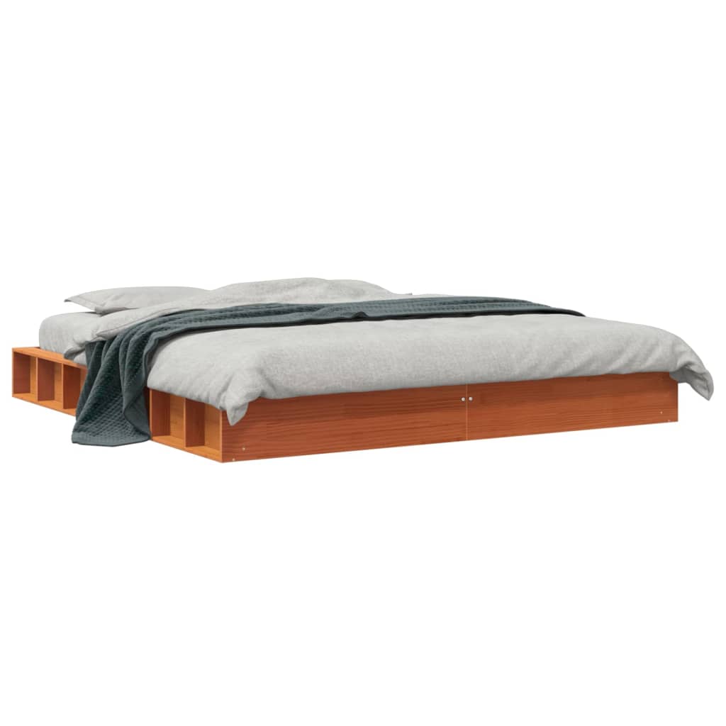 vidaXL Cadre de lit sans matelas cire marron 200x200cm bois pin massif