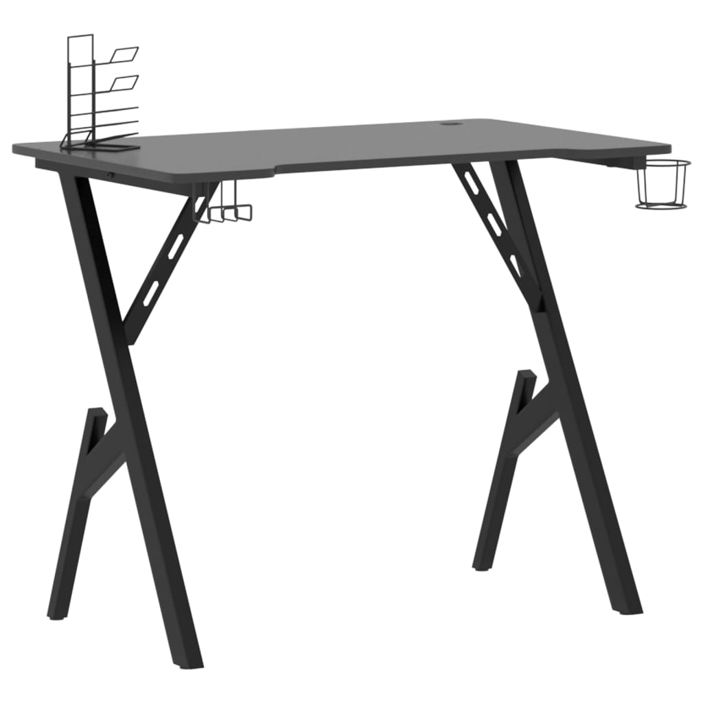 vidaXL Bureau de jeu avec pieds en forme de Y Noir 90x60x75 cm