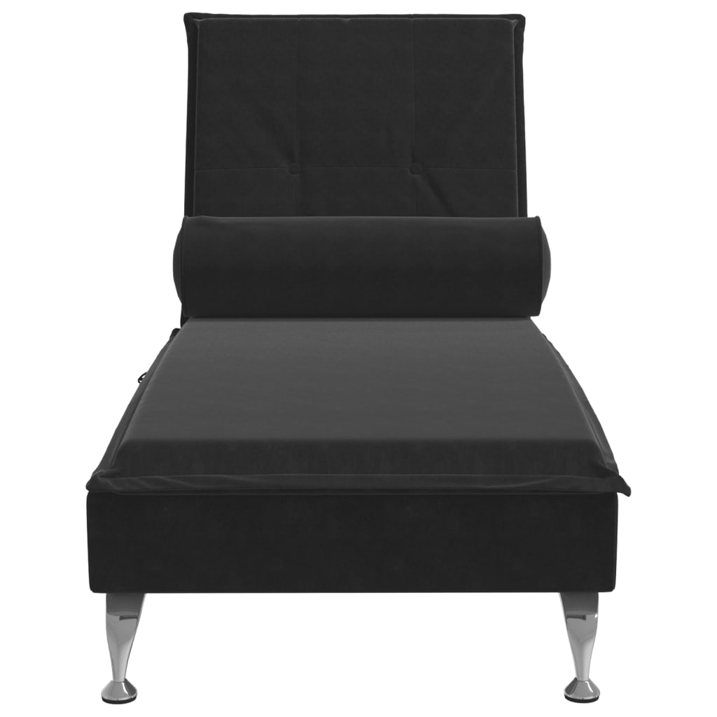 vidaXL Chaise longue de massage avec traversin noir velours