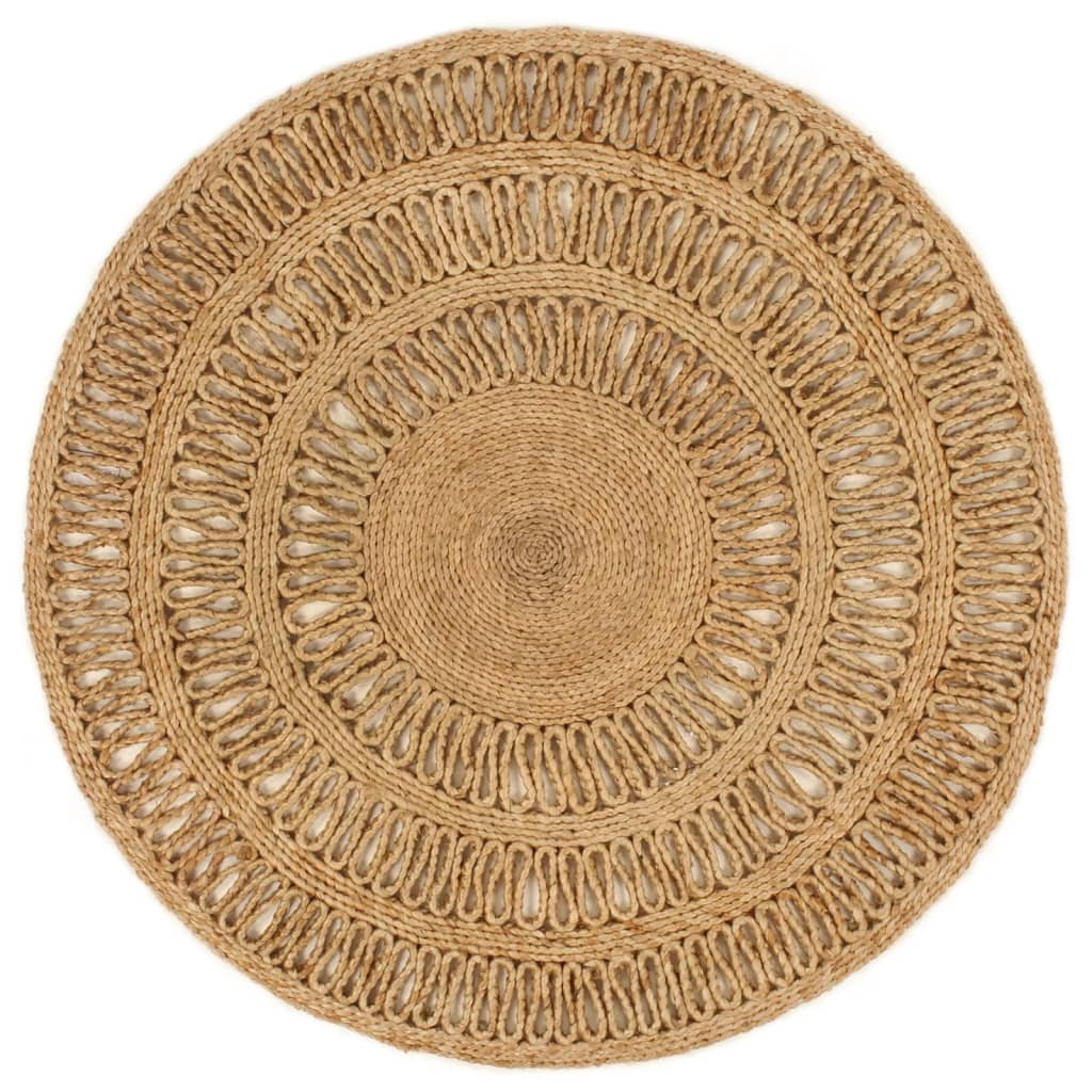 vidaXL Tapis Jute tressé à la main 90 cm Rond