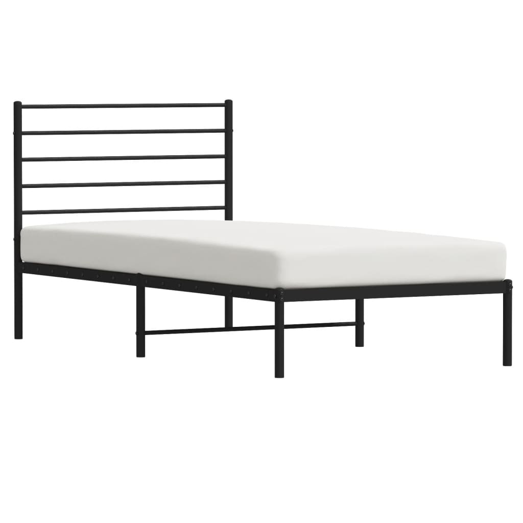 vidaXL Cadre de lit métal sans matelas avec tête de lit noir 80x200 cm