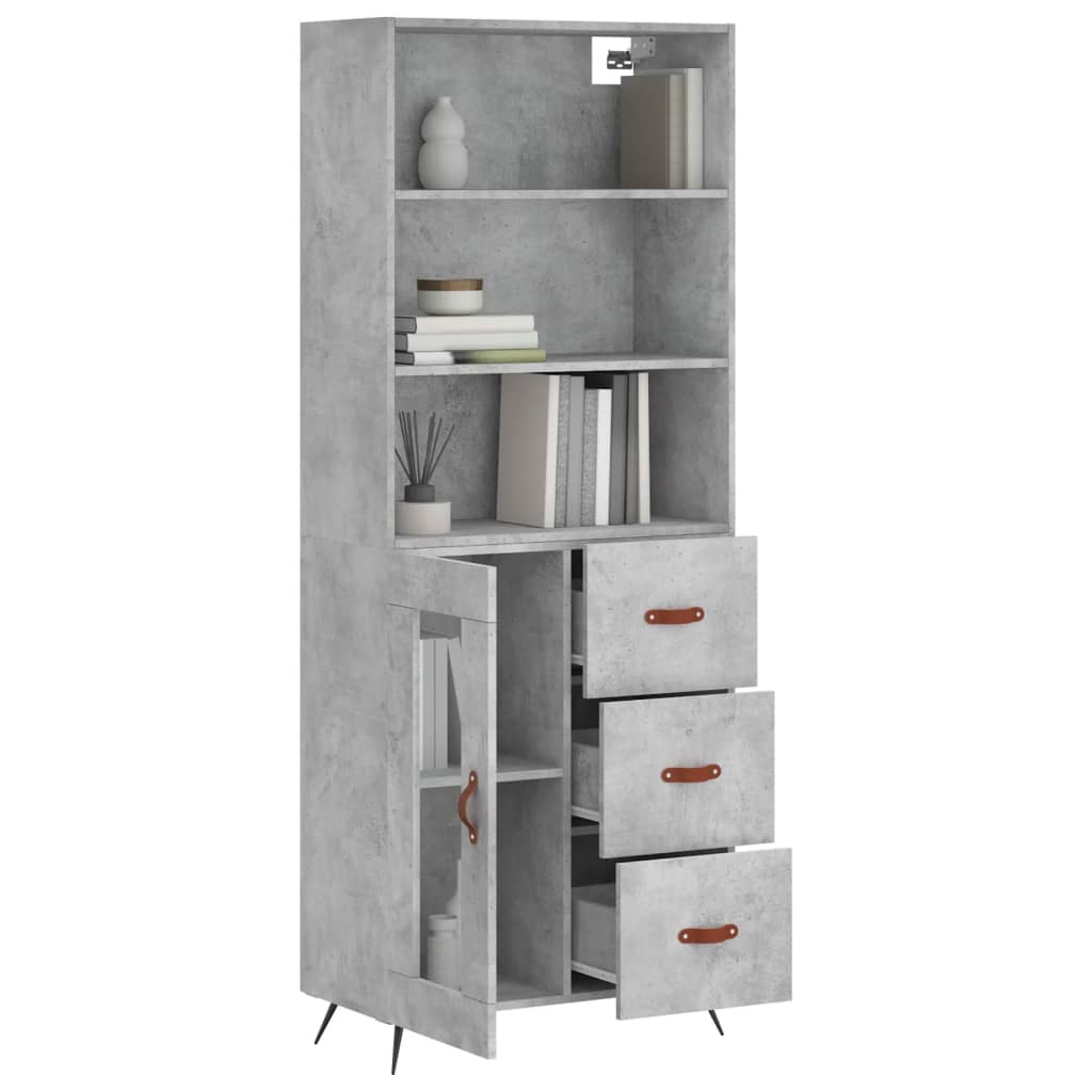 vidaXL Buffet haut Gris béton 69,5x34x180 cm Bois d'ingénierie