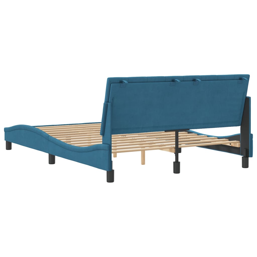 vidaXL Cadre de lit sans matelas bleu 140x190 cm velours