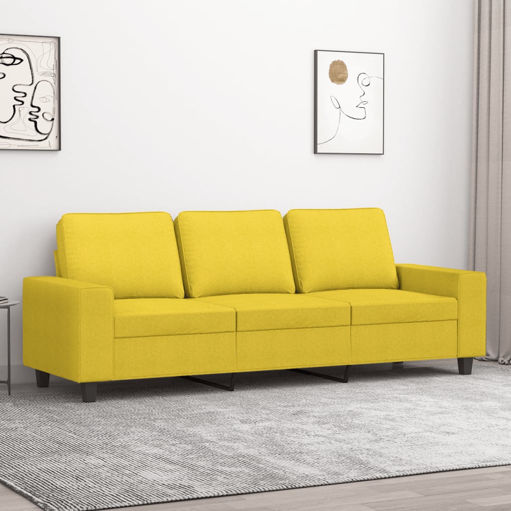 vidaXL Canapé à 3 places Jaune clair 180 cm Tissu