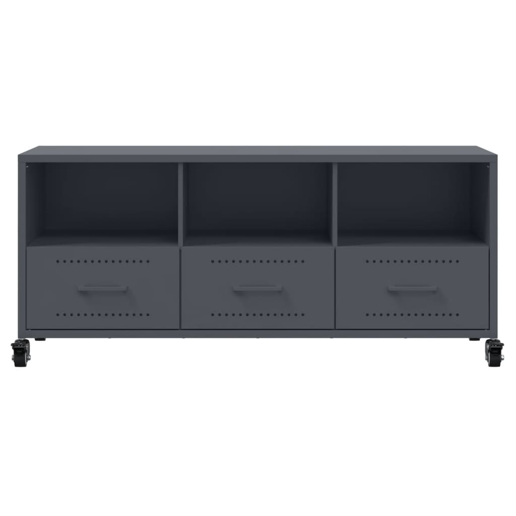 vidaXL Meuble TV anthracite 100,5x39x43,5 cm acier