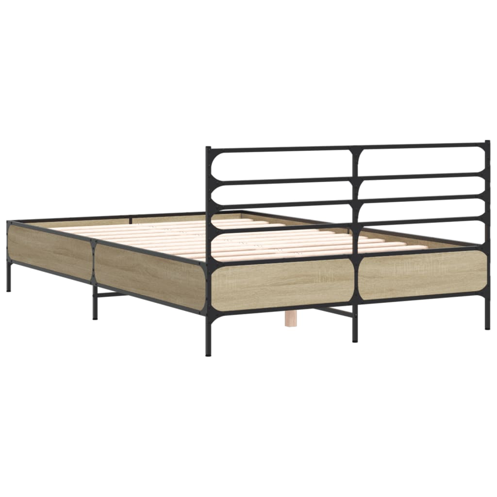 vidaXL Cadre de lit sans matelas chêne sonoma 135x190 cm