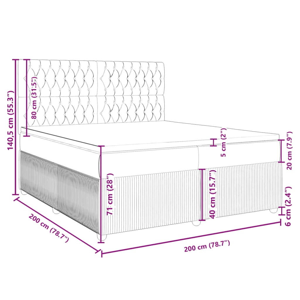 vidaXL Sommier à lattes de lit avec matelas Marron foncé 200x200 cm