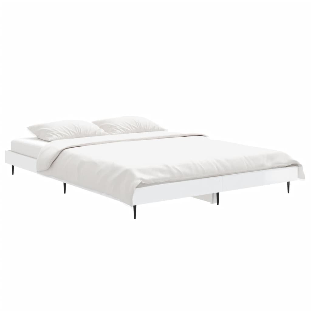 vidaXL Cadre de lit sans matelas blanc brillant 135x190 cm