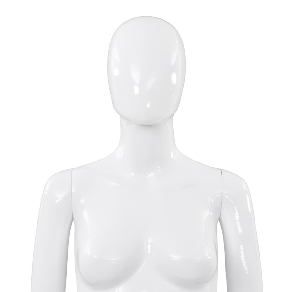 vidaXL Mannequin femme corps complet base verre Blanc brillant 175 cm