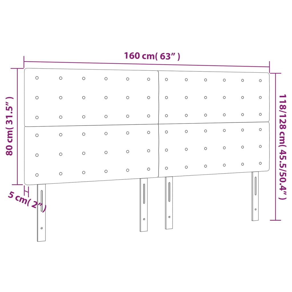 vidaXL Tête de lit à LED Noir 160x5x118/128 cm Velours