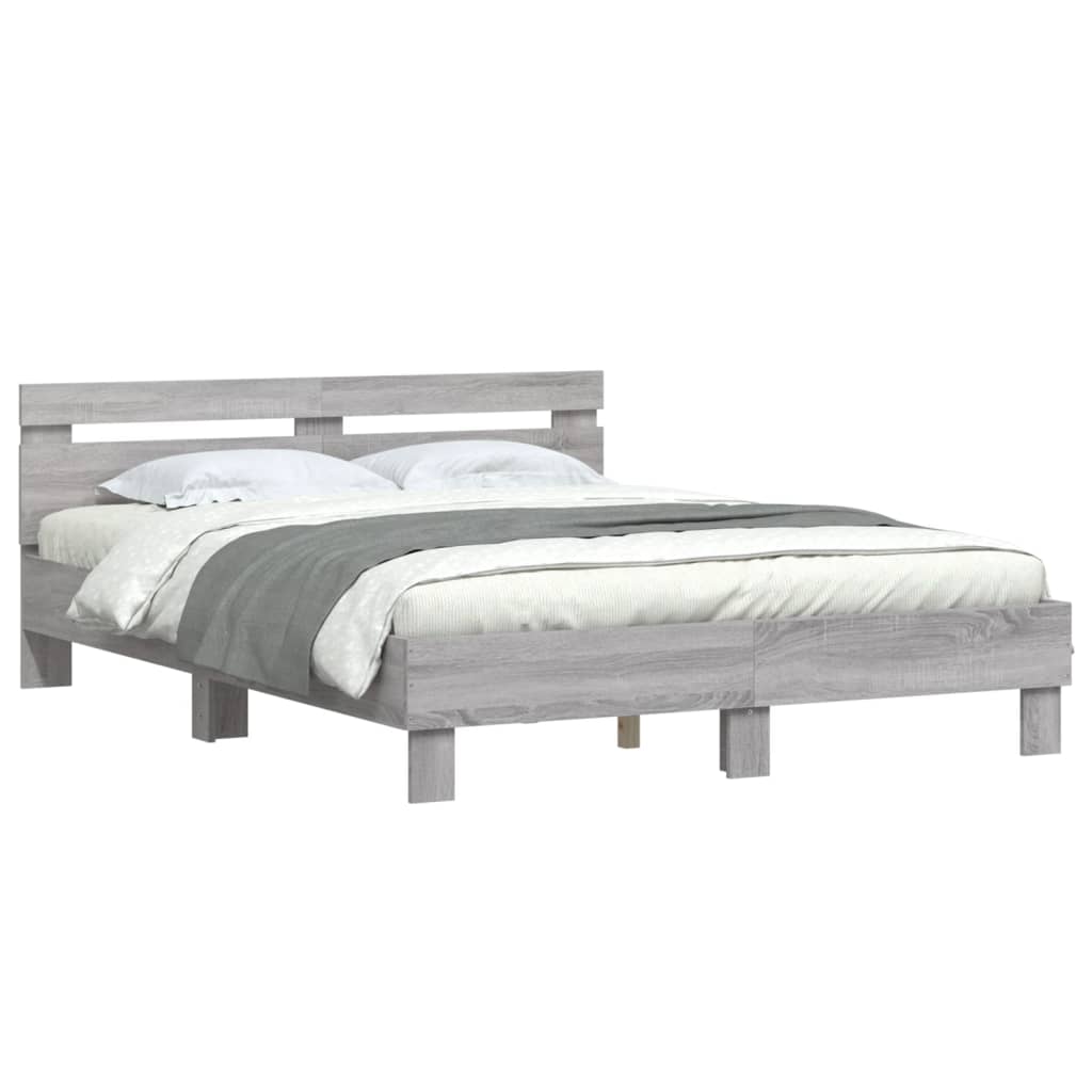 vidaXL Cadre de lit sans matelas sonoma gris 140x200 cm