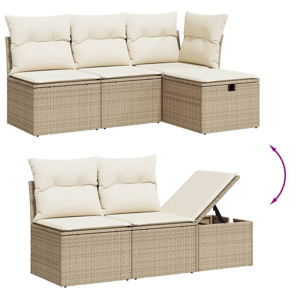 vidaXL Salon de jardin avec coussins 5 pcs beige résine tressée