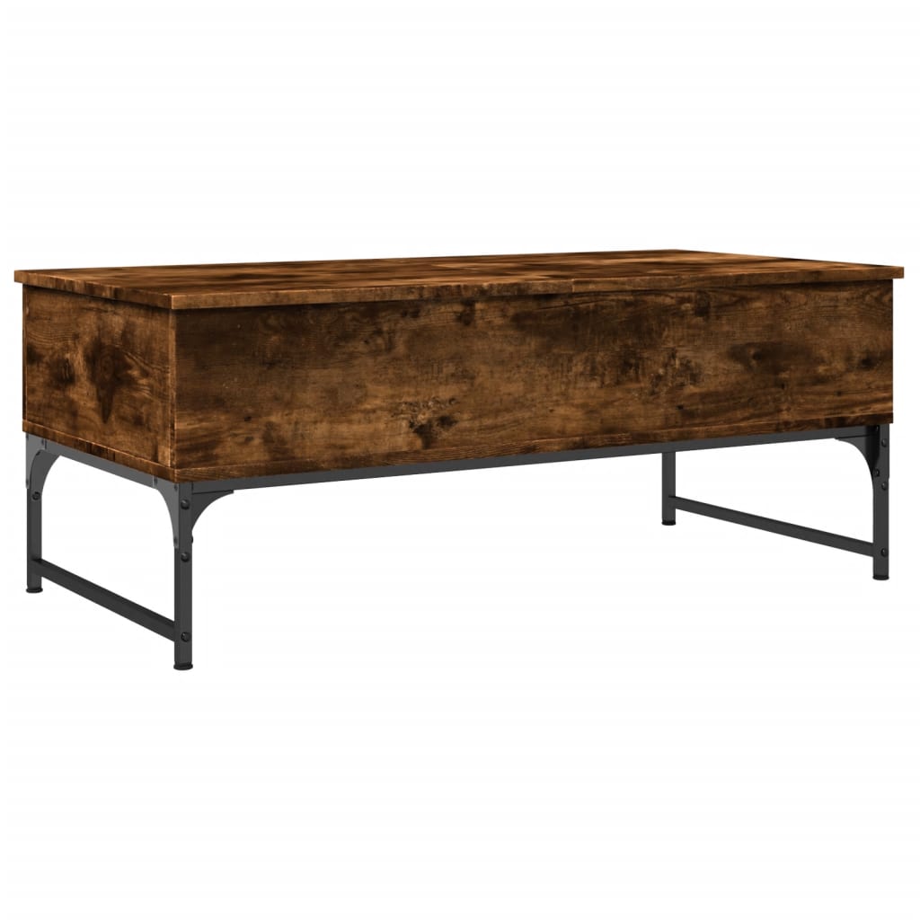 vidaXL Table basse chêne fumé 100x50x40 cm bois d'ingénierie et métal