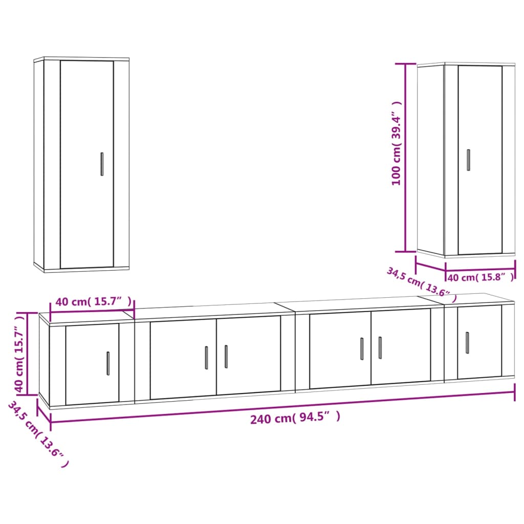 vidaXL Ensemble de meubles TV 6 pcs Blanc brillant Bois d'ingénierie