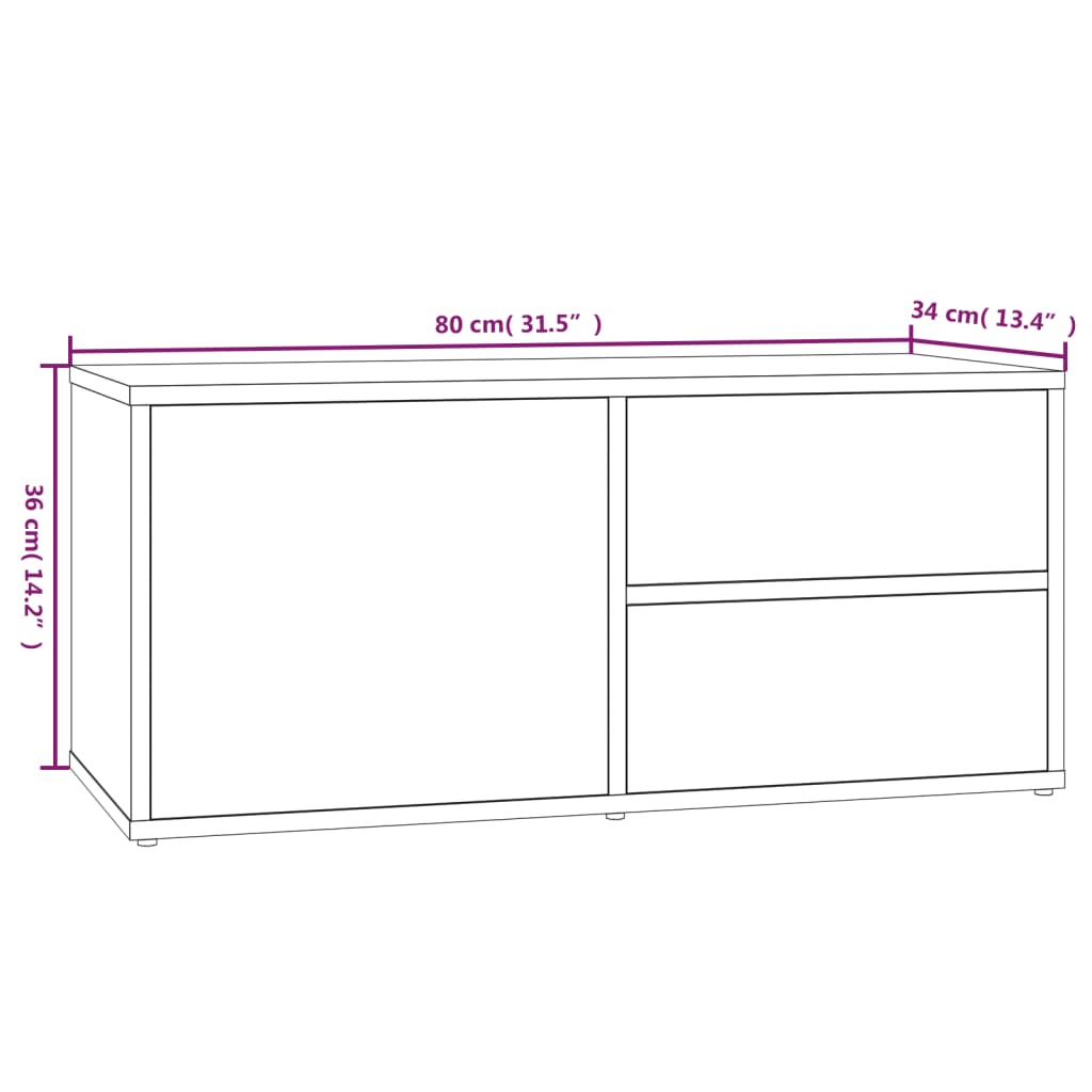 vidaXL Meuble TV Sonoma gris 80x34x36 cm Bois d'ingénierie